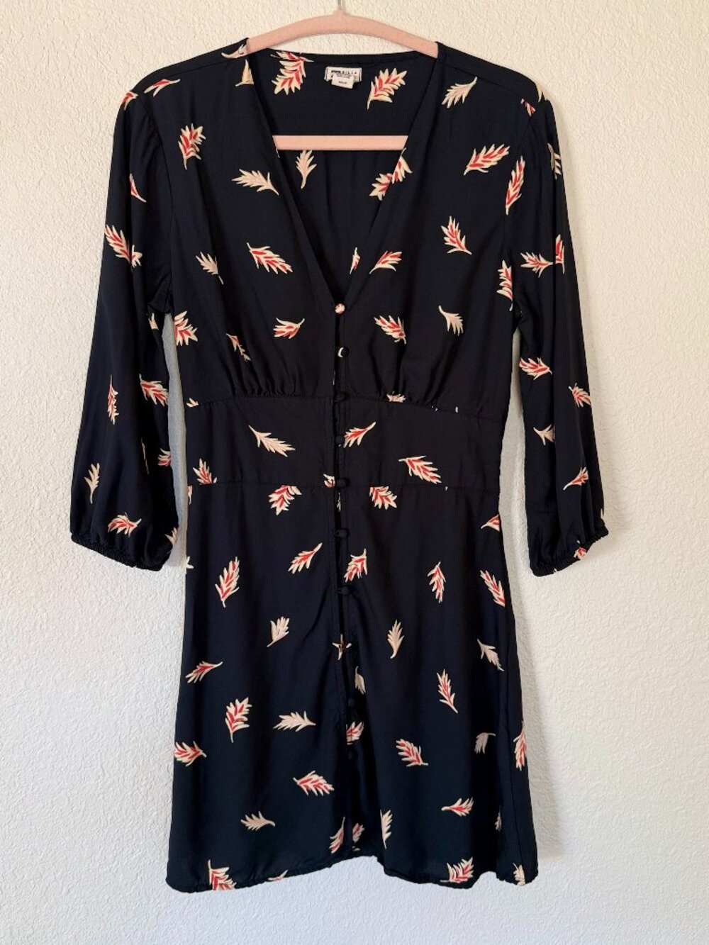 Billabong "Love Potion" Black Leaf Print Fit & Flare Mini Dress